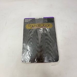 Vtg ROUND THE CLOCK Women’s Gray Silver NUDE ‘N NAUGHTY Sheer Pantyhose USA Sz A